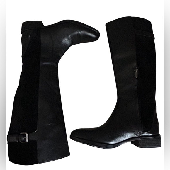 Sam Edelman Tall Black Leather and Suede Women's Patton Riding Boots Size 8.5 - Picture 7 of 16